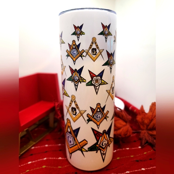 MASON EASTERN STAR tumbler cup, Stainless steel 20 oz w/lid NWT - Picture 4 of 5